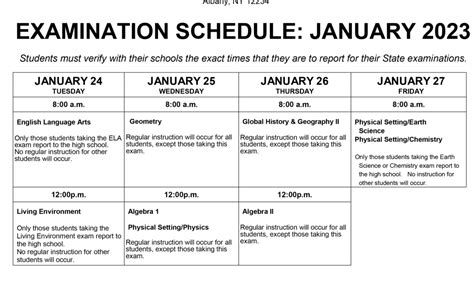 Aphs January 2023 Regents Exam Schedule Averill Park Central School