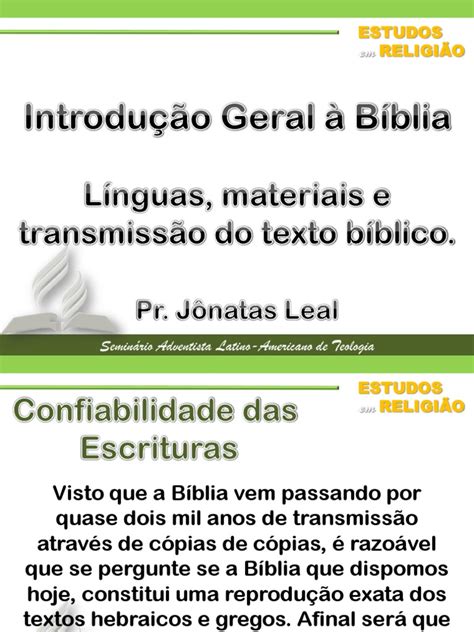 PDF Introdução Geral à Bíblia Pr Jônatas Leal DOKUMEN TIPS