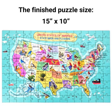 USA States Map Wooden Jigsaw Puzzle, United States America Illustrated ...