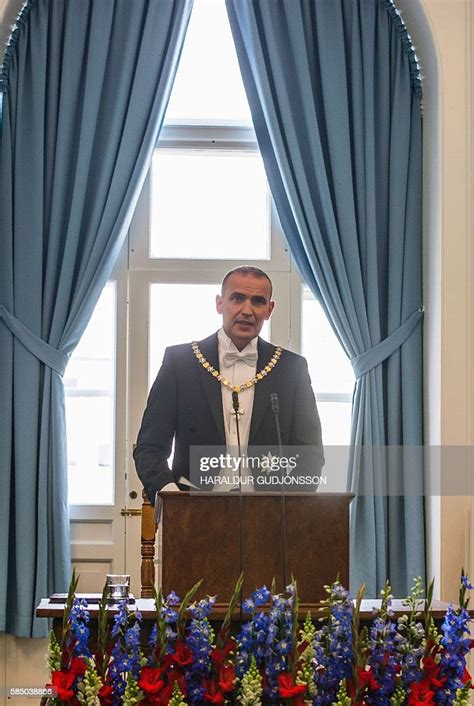 President of Iceland Guðni Jóhannesson delivers a speech after being ...