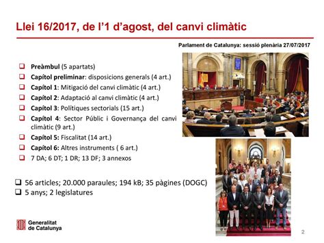 Llei 16 2017 de l1 dagost del Canvi Climàtic ppt descargar