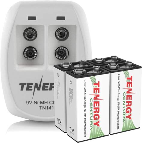 Tenergy TN141 Cargador de batería de 2 bahías de 9 V batería