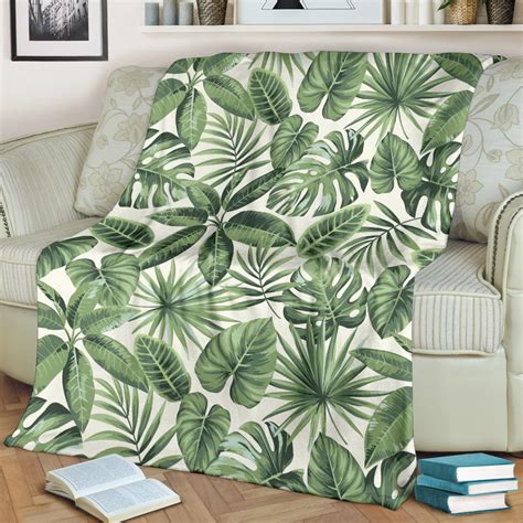 Palm Leaves Pattern Print Design Pl014 Fleece Blanket Jorjune