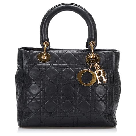 Dior Schwarz Medium Cannage Lady Dior Leder Ref Joli Closet