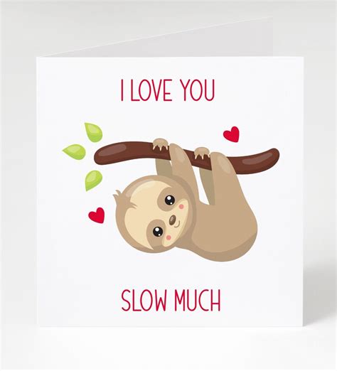 Sloth Valentine Sloth Valentine Cards Love Card Etsy