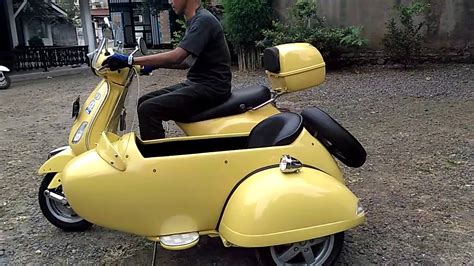 Vespa Piaggio Scooter Lx 150 Yellow With Sidecar Youtube