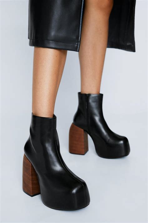 Faux Leather Platform Ankle Boots Nasty Gal