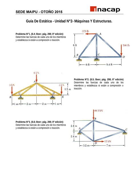 Edoc Trabajo Guía De Estática Unidad N2 Máquinas Y Estructuras