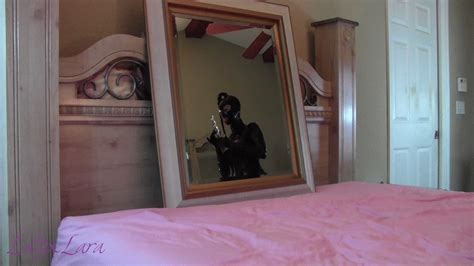 Latex Lara Lara Playing In Front Of Mirror With Glass Dildo