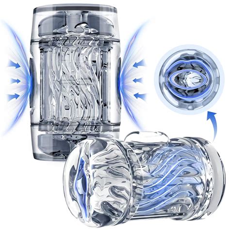 Male Masturbator Sex Toys Male Stroker Squeezable Pocket Pussy With Spiral Texture Open Ended