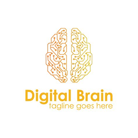 Logo Digital Brain With Technology Design Template Simple And