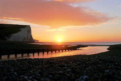 HD wallpaper: seaford, sunrise, cuckmere haven, river, cliffs, beach, sunset | Wallpaper Flare