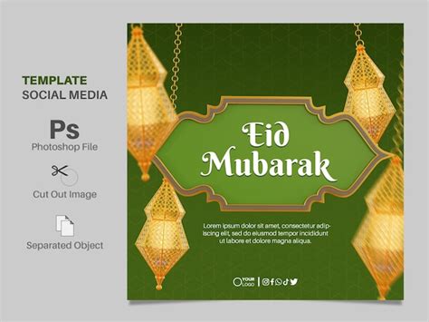 Plantilla de publicación en redes sociales para eid mubarak con