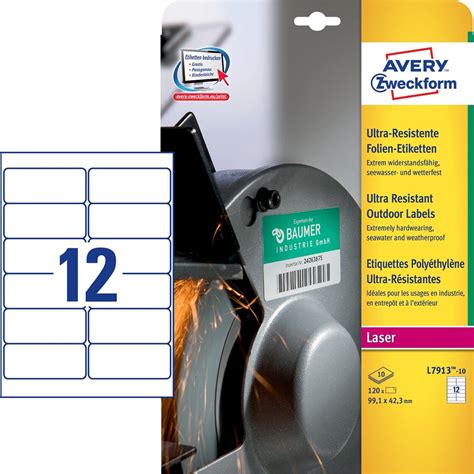 Avery Zweckform Folien Etiketten Ultra Resistent 99 1 X 42 3 Mm