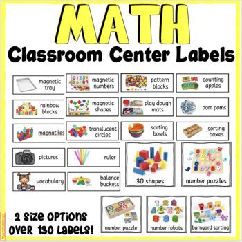 Math Center Labels for 3K, Pre-K, Preschool, and Kindergarten | TPT