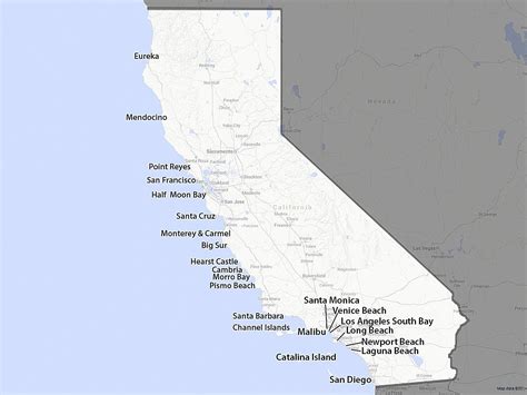 Southern California Coast Map Beaches