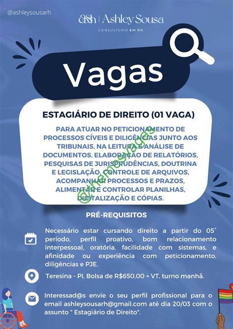 Estágio de Direito Teresina PI 01 vaga s Themos Vagas