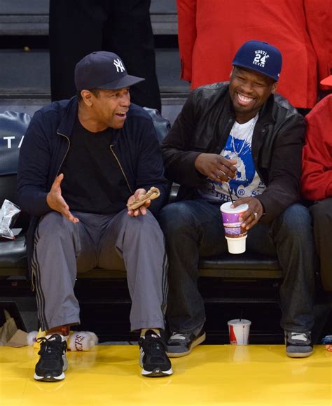 Denzel Washington And 50 Cent Shared A Laugh While Sitting Courtside