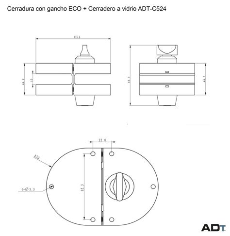 Cerradura Con Gancho Eco Cerradero A Vidrio Adt C Adetec