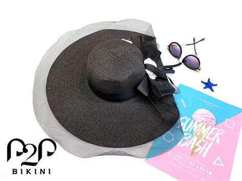 Nón cói đi biển phối viền lưới đen P P Bikini Thương hiệu đồ bơi nữ đồ bơi nam hàng đầu