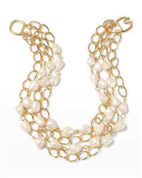 Kenneth Jay Lane White Pearly Chain Necklace Neiman Marcus