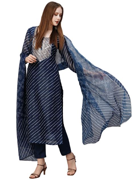 Buy Anni Designer Womens Cotton Blend Straight Printed Kurta With Pant