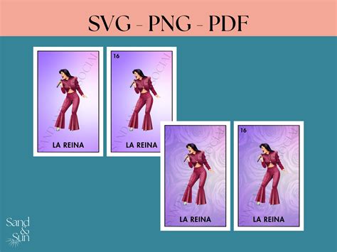 La Reina Selena Quintanilla Loteria Card 2 Varieties Svg Png Pdf