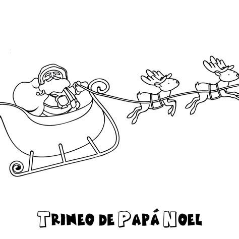 Dibujos de Papá Noel con trineo Colorear imágenes