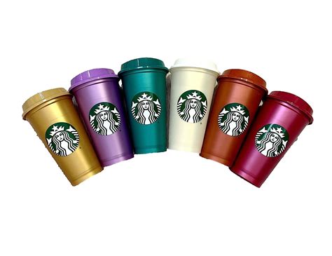 Starbucks Fall 2021 Six 6 Pack Pearlescent 16oz Reusable Hot Cups Amazon In Home Kitchen