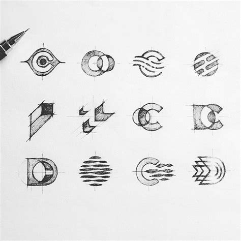 Dot Coding logo design exploration sketches created by Irina K. @irina_kolosovskay. Use hashtag ...