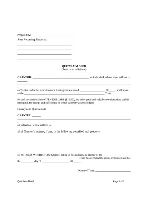 Quitclaim Deed From Trust To An Individual Alaska Form Fill Out And