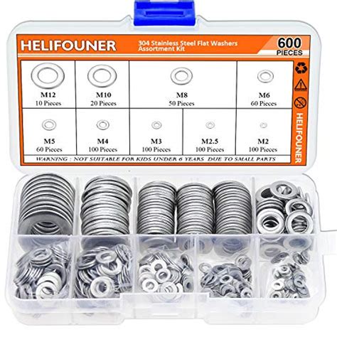 Helifouner Pieces Sizes Stainless Steel Flat Washers