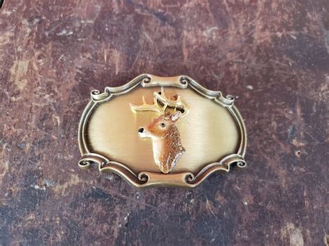 1980 Raintree Whitetail Deer Head Belt Buckle Vintage Gem