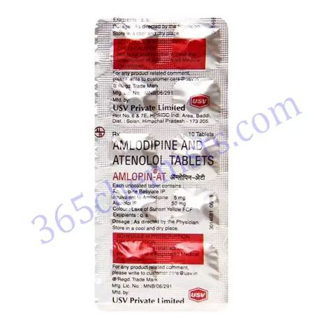 Amlopin AT 5mg Tablet Amlodipine Atenolol USA Fast Delivery