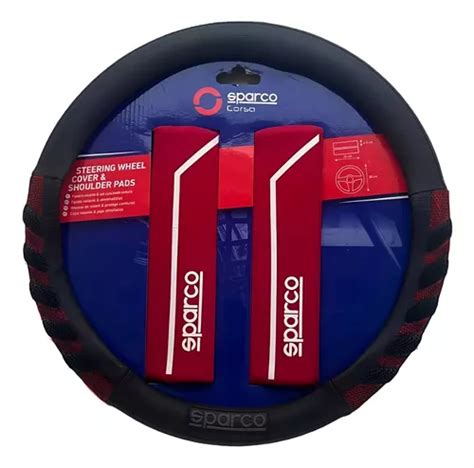 Funda Cubre Volante Sparco Negro Rojo Hombreras Deportivo Meses Sin