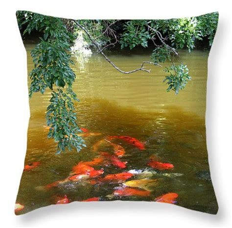 Koi Fish Pillow Colorful Koi Cushion Koi Swimming With Etsy