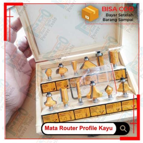 Promo Promo Mata Mesin Trimmer Profil Kayu 12 Pcs Router Bits 6mm