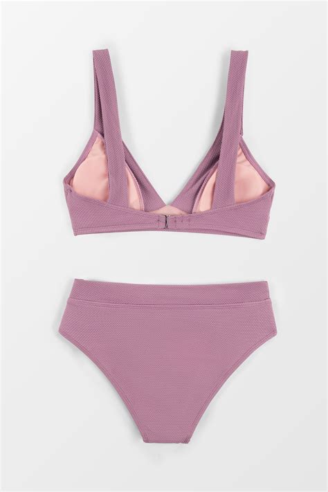 Retro Field Day Longline Bralette And High Waist Bikini Set