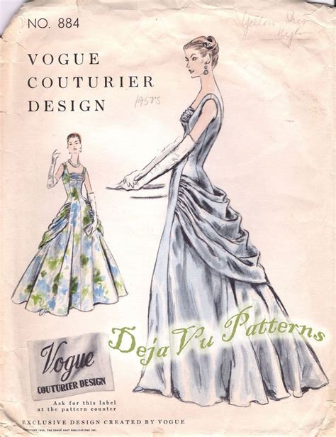 An Old Fashion Sewing Pattern For A Woman S Evening Dress From The 1950 S