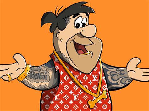 Fresh Fred Flintstone Sticker With Gangster Tattoos For Yeti Or Laptop