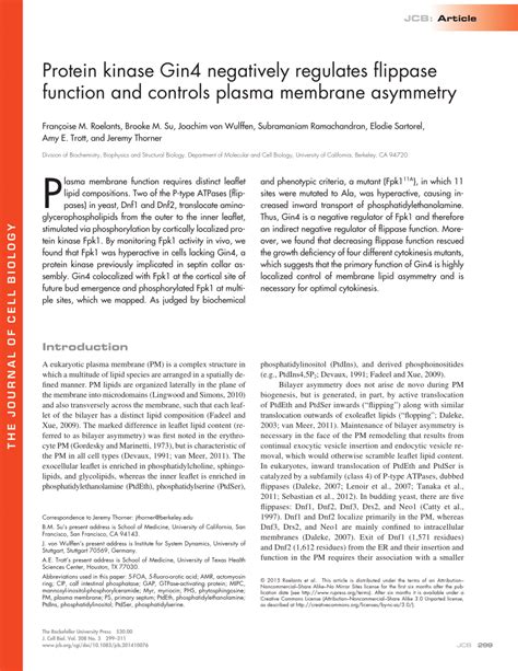 (PDF) Protein kinase Gin4 negatively regulates flippase function and ...