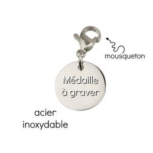 Charm Mousqueton Graver Pendentif M Daille Ronde Taille Etsy France