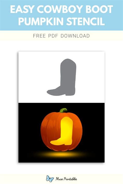 Easy Cowboy Boot Pumpkin Stencil | Pumpkin stencil, Pumpkin carvings stencils, Printable pumpkin ...