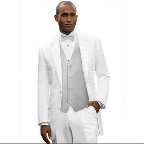 Brand Three Pieces Groom Tuxedos Charcoal White Silver Best Man