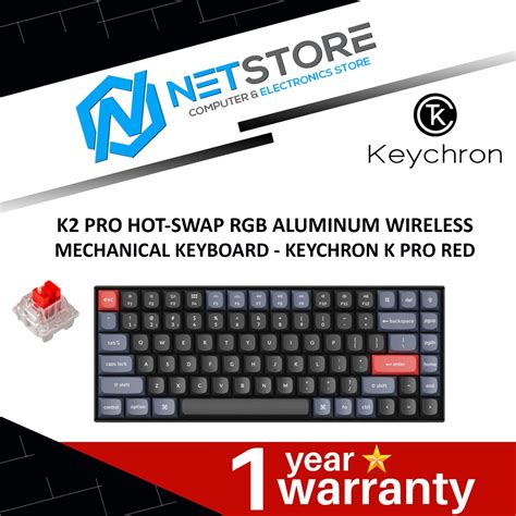 KEYCHRON K2 PRO HOT SWAP RGB ALUMINUM WIRELESS MECHANICAL KEYBOARD KEYCHRON K PRO RED K2P J1