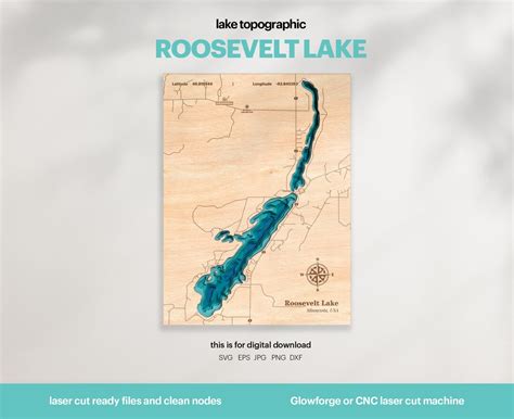 Lake House Decor Roosevelt Lake Map Svg Wood Wall Decor T