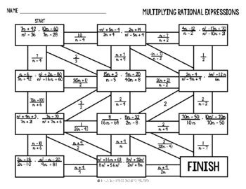 Multiplying Rational Expressions Maze Activity By The Unique Expressions