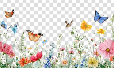 Fundo Borboletas E Flores Png
