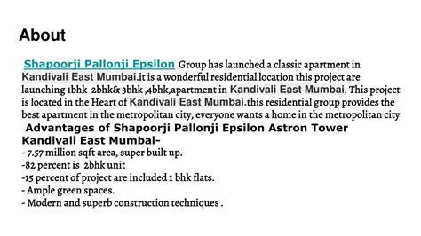 PPT Shapoorji Pallonji Epsilon Astron Tower Kandivali East Mumbai