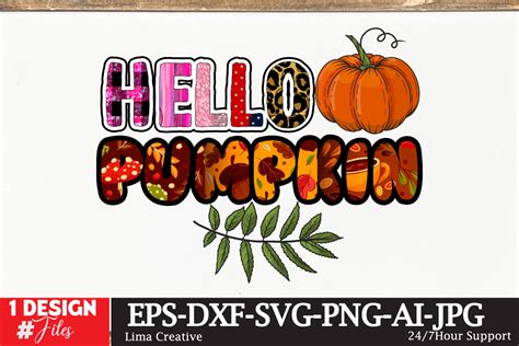 Hello Pumpkin Sublimation PNG Graphic By Lima Creative Creative Fabrica